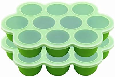 Silicone Egg Bites Molds for Instant Pot Accessories, 2 Items Silicone Baby Food Storage Container with Clip-on Lid (Green)
