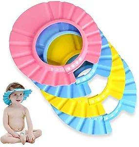 Creatif Ventures Adjustable Safe Soft Bathing Baby Shower Hair Wash Cap for Children Multicolour