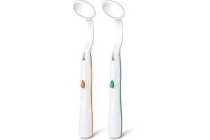 ACWOO Tandspegel med LED-ljus, 2 st tandinspektionsspegel, munspegel, tandspegel med oral mun, oral anti-dimma spegel, oral tandvårdsspegel, orange och