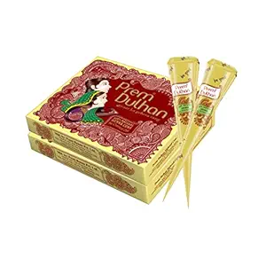 Prem Dulhan hand Designing | Without Chemical | Long Lasting | for Men Women | of 12 Pieces | Natural Mehandi cone - 350gm (Pack of 2, Yellow)