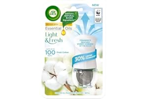 AIRWICK Air Wick Plug in Diffuser Kit, Fresh Cotton, 1 Device & 1 Refill (19ml), Long Lasting Fragrance, Lasts up to 100 Days, Plug in Air freshener