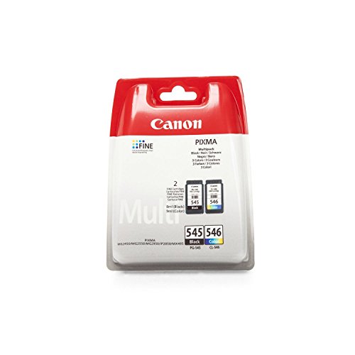 Original Tinte passend für Canon Pixma MG 3053 Canon PG-545 CL 546 8287B005 – 2x Premium Drucker-Patrone – Schwarz, Cyan, Magenta, Gelb – 1×180 & 1×180 Seiten – 2 x 8 ml - 2