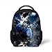 Produktbild Kids School Backpack Fantasy House Decor,Water Night View Dark Clouds Stars Moonlight Sky Rays Tree Reflection on Sea Print,Navy Plain Bookbag Travel Daypack