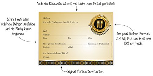 „VIP-EINLADUNGEN“ 12 Stück / edle Einladungskarten zur V.I.P. Party / Geburtstag Einweihung Hochzeit Kindergeburtstag Einladungen Ticket Vorlagen Karten Set edel fein modern außergewöhnlich - 4