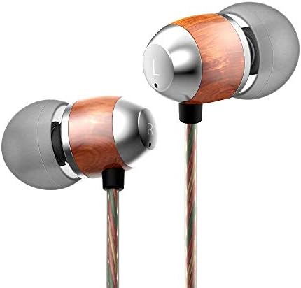 APIE Premium Genuine Wood Corded In-ear Headphones Earbuds Heavy Bass Noise Cancelling Earphones with Microphone