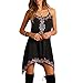 Produktbild Elecenty Damen Ärmellos Sommerkleid Rock Strandkleid Irregulär Kleider Drucken Frauen Mode Kurz Knielang Kleid Minikleid Kleidung (L, Schwarz)