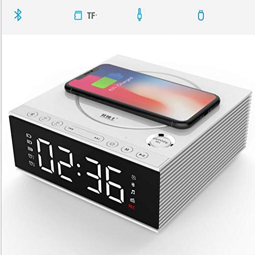 Preisvergleich Produktbild FENGFENGGUO Bluetooth-Lautsprecher, Smartphone Wireless Charging Wecker Clock Audio Geschenk Mode-Ideen,White