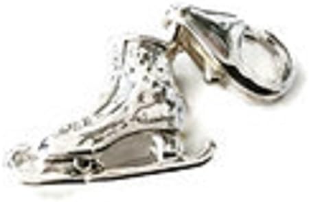 LOVELY SILVER ICE SKATE BOOT 3D CLIP ON CHARM - 925 SILVER PLATE
