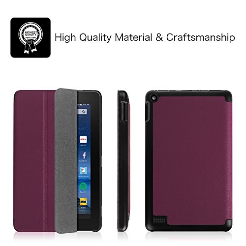 Fintie Fire 7 2015 Hülle – Ultra Slim Lightweight Schutzhülle Tasche Smart Shell Case mit Standfunktion für Amazon Fire 7 Zoll (5. Generation – 2015 Modell) Tablet, Lila - 8