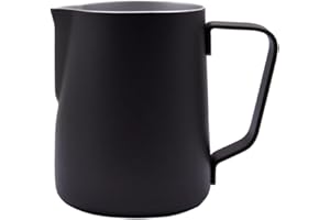 Abcsea 1 Pezzo Bricco per Latte in Acciaio Inox, Brocca di Latte, Brocca in Acciaio Inox, Montalatte Latte, Schiuma di Latte, caffè Latte Art Penna caffè, Nero 350ml/12oz