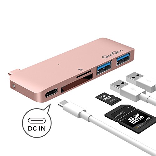 Bqeel Premium USB-C Hub mit 2 USB 3.0, 2 SD Port und 1 USB-C Port ultra leicht / mobil für Type C Computer und Tablets wie MacBook Air, MacBook Pro, Mac Mini, iMac, MacPro(Rotgold)