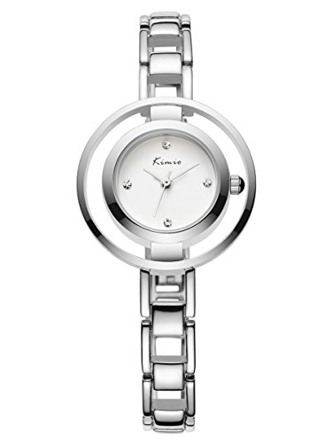 Alienwork Quarz Armbanduhr Armreif Kette wickeln Quarzuhr Uhr Strass elegant weiss silber Metall YH.KW6100M-01 Alienwork Quarz Armbanduhr Armreif Kette wickeln Quarzuhr Uhr Strass elegant weiss silber Metall YH.KW6100M-01