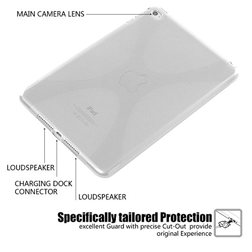 LDUDU® Ultradünn Silikon Schutzhülle für Apple iPad mini 4 7,9 zoll (20,1 cm) TPU Silikon Rückschale Schutz Hülle Silicon Etui Hülle Case Cover Folio Flipcase mit X Form mattiert transparent weiß - 3