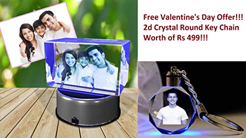 Aadya Crystal 3D Crystal Engraved Gifts - Couple 3D Photo Personalized Laser Engraved Crystal Cube 6X6X10 cm