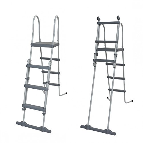 Jilong 4 stufige Poolleiter für Poolwandhöhen bis 122 cm mit Kindersicherung, grau, 80 x 60 x 150 cm, 29R150 - 2
