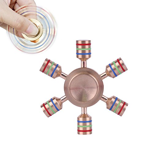 EReach Tri Fidget Hand Spinner Toy, Stress Reducer 100% Brass R188 Hybrid Ceramic Bearing Fidget Finger Toy Can Continue to Rotate for 3-5 Minutes with Removable DIY Wings & Fluorescence- Focus Anxiety Relief Toys for Killing Time