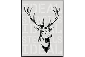 Ideal Stencils Vintage Hirschkopf Schablone Wanddekoration Kunst Handwerk Malerei Schablone - XL- 52X69CM