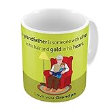 Indigifts Love You Grandpa Quote Grandfather Reading Story Book to Grandson Printed 330ml Ceramic Coffee Mug for Grandparents(White)