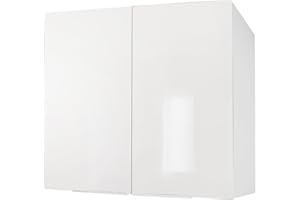 Berlioz Creations CP8HB Meuble Haut de Cuisine avec 2 Portes Blanc Haute Brillance 81x42x13 cm, Fabrication 100% française
