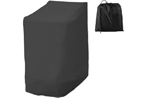 KEYOHOME Housse de Chaise/Fauteuil Jardin Empilable, Exterieur, en Tissu Oxford 210D Imperméable, Protege, Balcon Anti-UV/Pluie 114x85x65cm (Noir)