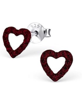 Unbespielt Schmuck Ohrschmuck Ohrringe Silber 925 Ohrstecker Herz für Damen oder Kinder 6 x 6 mm mit Kristallen...