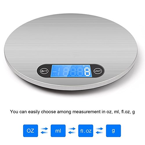 Ewolee Küchenwaage Digitalwaage mit Touchscreen Feinwaage Tara-Funktion hohe Präzision von 1g bis 5kg inkl. Batterie - 7