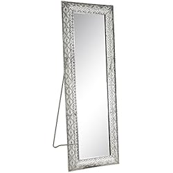 Espejo pie de metal plateado moderno para dormitorio de 60 x 175 cm Arabia - Lola Home