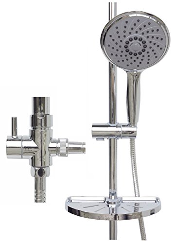Duschset Brauseset Duschgarnitur Brausegarnitur Duscharmatur Duschstange 100cm Regendusche Duschsystem Überkopfbrause Brausestange Handbrause variable Halter 40cm-75cm für vorhandene Bohrlöcher MPR10 - 7
