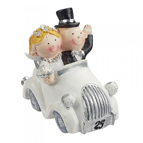 Hochzeitspaar Silberhochzeit 25 Jahre Paar im Auto Deko Tortendeko 5,5 cm Hochzeit