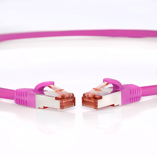 TPFNet 7,5m CAT.6 – CAT6 Premium Ethernet LAN Patchkabel SFTP DOPPELT GESCHIRMT | Gigabit Netzwerkkabel | LAN-Kabel | RJ45 Kabel | Internetkabel | RJ45 Netzwerk Anschlusskabel | Patch Kabel | Ethernet Kabel mit Knickschutztülle magenta (RJ45, Cat 6, Twisted Pair, S/FTP (PIMF) DOPPELT GESCHIRMT, halogenfrei, 1000 Mbit/s / 1 Gigabit) - 3