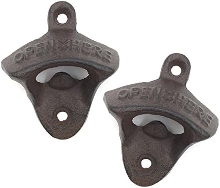Wall Mount Bottle Opener, 2 PACK Vintage Style Cast Iron Beer Bottle Opener by Lofekea