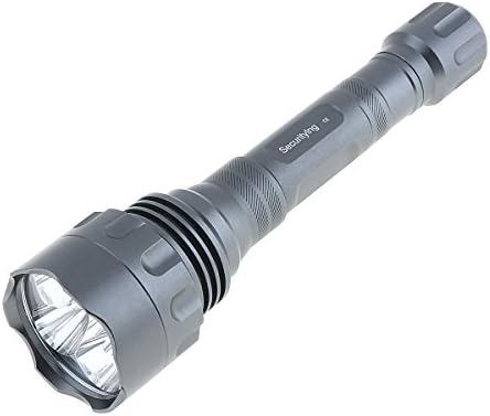 SecurityIng 1500 Lumens 5 CREE XR-E Q5 LED Torch, Water Resistant 10W 5 Light Modes Flashlight for Household/Outdoor Activities/Gift-Giving(18650 Batteries Not Included) (Silver)