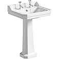 Cambridge Traditional Basin & Pedestal | Victorian Ceramic 2 Hole Bathroom Sink