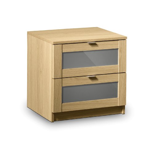 Julian Bowen Strada 2-Drawer Bedside Table - Light Oak/Grey