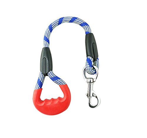 PawCloud Short Rope Dog Leash, with Rubber Hand Grip, Blue - 24 Inch, 15mm