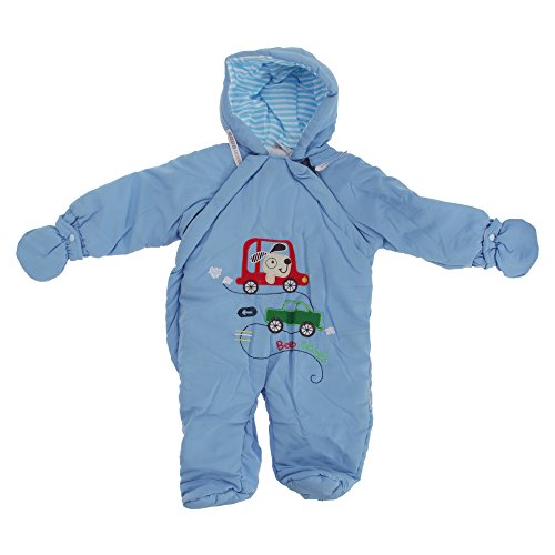 Baby Boys Beep Beep Dog All In One Hooded Winter Snowsuit (3-6 Months) (Sky Blue)