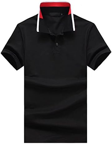 Mens Polo Shirts Short Sleeve Cotton Classic Slim Fit Golf Tennis T-Shirt Tops Black
