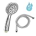Produktbild Duschkopf, phixilin Hochdruck Handbrause mit 1.5m Edelstahl Schlauch 5 Strahlarten Regendusche und Massage Funktion Chrom Duschbrause Einstellbarer Wasserdurchfluss Universal Für Baden, Spa und Dusche