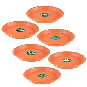 TrustBasket UV Treated Round Bottom Tray(Plate/Saucer) Suitable for 6 inch Round Plastic Pot-Terracotta Color-Set of 6