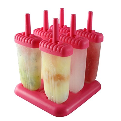 6 Stück Eis am Stiel Form, Eis Lutscher Stieleisformen Eisformen Beste Eiscreme Formen, Ice Pop Formen (Rose Quadratisch)