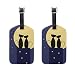 Produktbild COOSUN Nacht Liebe Katzen Gepäckanhänger Reise Etiketten Tag Name Kartenhalter für Gepäck Koffer Tasche Rucksäcke, 2 STÜCKE