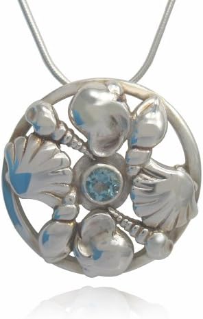 Silver Sea Shells Beach Pendant Heavyweight with Blue Topaz, Gift Boxed, hallmarked
