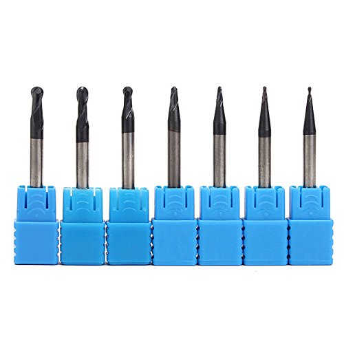 wishfive 7 Radius 0,5–2,0 mm 2 Flöten Ball Nase Schaftfräser Set CNC Werkzeug - 4