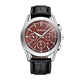 DRKJ Wasserdichte Herrenuhr, Wasserdichtes Blu-ray-Glas Kalender Business Herrenuhr Gefälschte DREI-Augen-Studentenuhr