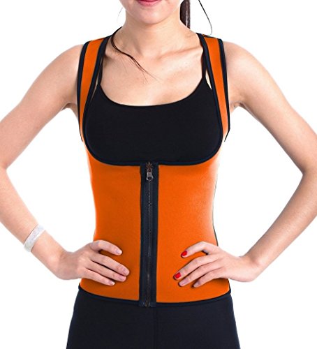 DODOING Damen Zipper Sport Waist Cincher Training Sport Korsage Korsett Corsage Schwitzen Sauna Neopren Weste Tank Top für Gewichtsverlust