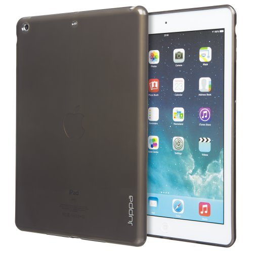 Juppa® Apple Ipad Air 2 II 2014 TPU Silikon Gel Tasche Hülle Schutzhülle mit HD LCD Displayschutz Schutzfolie Folie und Mikro-Reinigungstuch (Black/Schwarz)