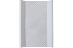 BABIESWITHLOVE Deluxe Unisex Wedge Anti Roll Nappy Baby Changing Mat with Curved Sides and Raised Edges - Quilted Caro Grey