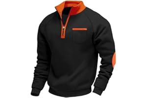 Aulemen Sweat Homme sans Capuche 1/4 Zippé Pull Polaire Homme Décontracté Sweatshirts à col Rond Chaud pour Pull-Over Automne Hiver M-3XL