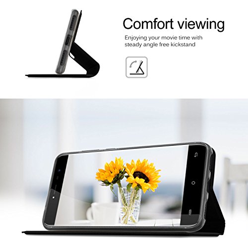 Cubot X18 HÃ¼lle, KuGi Cubot X18 Flip Bookstyle Kompletter Schutz Mit Magnetverschluss und Standfunktion Tasche Etui Cover Case SchutzhÃ¼lle fÃ¼r Cubot X18 Smartphone (Schwarz)