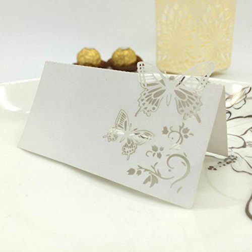 ROSENICE 50 Stück Tischkarten Schmetterlings Blume Hochzeit Dekoration Tischdekoration Namenskarten Platzkarten - 8